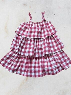 Mud Pie Red and White Gingham Tiered Sundress - Size 5T
